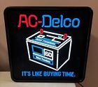 Vintage AC Delco Battery Lighted Parts Shop Car Truck Dealer Sign Working