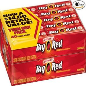 Wrigley's Big Red chewing gum, Cinnamon, 5 sticks per pack - 40 PACK