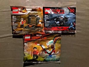 (3) New Lego Polybags Batman/Shang-Chi /Jurassic World Dinosaur
