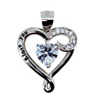 2.89 Gm CZ 925 Sterling Silver Heart love Stunning Charming Pendant For Women