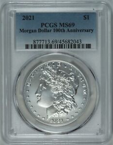 2021 PCGS MS69 Morgan Silver Dollar Blue Label 100th Anniversary