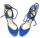 Ivanka Trump Blue Suede Peep Toe Platform Pumps Women's Shoes 8 1/2 M Heels