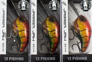 (LOT OF 3) 13 FISHING JABBER JAW 60 5/8OZ JJC60-79-77 FIRE AND ICE CRAW CM2494