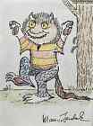 Maurice Sendak, Drawing on old paper and Signed - Art,
