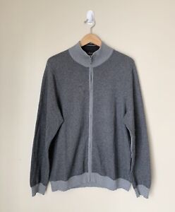 Tommy Bahama Men's Cashmere Blend Full Zip Cardigan Sweater Gray Elbow Patch