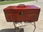 VTG  Restored Wood Red Tool Box W/removable Tray