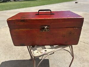New ListingVTG  Restored Wood Red Tool Box W/removable Tray