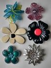 6 Large Flower Brooches Lot of Flowers Pins