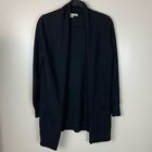 SEA BLEU black cashmere open front pocket cardigan sweater size small luxury