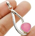 Natural Rose Quartz 925 Solid Sterling Silver Pendant Jewelry 1 3/4