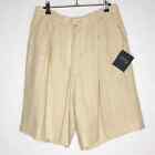 Lafayette 148 New York cream tan beige striped linen shorts size 14 NWT