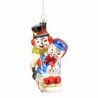 Snowman Sledding Couple Hanging Christmas Glass Ornament  (5 x 3 x 2 in)