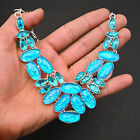 Blue Fire Opal Gemstone 925 Sterling Silver Jewelry Women Necklace 18