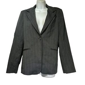 CAbi Gray Pin Stripe Womens Suit Size 10 Blazer Pants Size 6 Career Workwear Set
