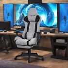 Computer Gaming Chair Swivel Office Chair Massage Lumbar Support Footrest Linen