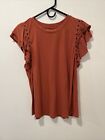 Maurices Shirt Womens Large Red Brown Sleeveless Casual Solid Crew Neck