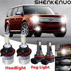 For Ford Flex 2009-2018 6000K LED Headlight Hi/Lo + Fog Light Combo 4x Bulbs (For: 2009 Ford Flex)