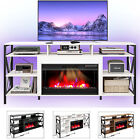 1500W Electric Fireplace TV Stand with RGB LED Light Storage Cabinet App Control