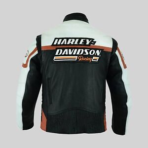 Harley Davidson Men’s Raceway Screaming Eagle Real Cowhide Leather Biker Jacket
