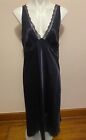 Vintage Jones New York XL Blue Satin Nightgown  Slip Dress MIDI