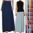 TheMogan S~3XL Women's Casual Lounge Solid Draped Jersey Relaxed Long Maxi Skirt