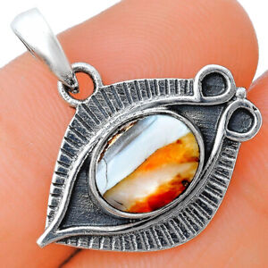 Evil Eye - Spiny Oyster Turquoise 925 Sterling Silver Pendant Jewelry P-1112