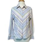 Sag Harbor Striped Petite Top Size 14P Button-down Long Sleeve Collar Cuffs 030
