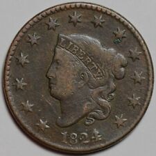 New Listing1824/2 Coronet Head Large Cent - US 1c Copper Penny Coin - L44