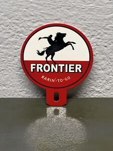 Frontier Rarin’ To Go Metal Plate Topper Sign Gas Oil Sales Service Garage Horse