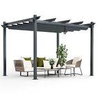 10' x 12' Patio Aluminum Retractable Pergola Canopy Sun Shelter W/ Grape Trellis