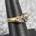 14K Yellow Gold Marquise & Triangle CZ Band Ring 3.48 Grams Size 6