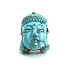 Sterling Silver Large Turquoise Carved Buddha Head Ring, Size 7