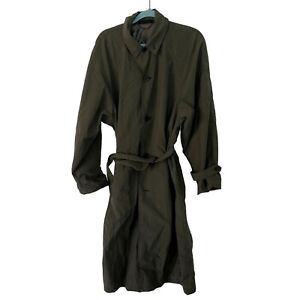 Kenneth Barnard Vintage Mens Trench Coat Size Small Olive Green Raincoat Belted
