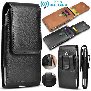 Cell Phone Holster Belt Clip Loop Pouch Leather Wallet Case Cover w/Card Holder