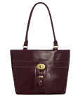 GIANI BERNINI Wine Brown Glazed Faux Leather Shoulder Bag Handbag Tote Purse