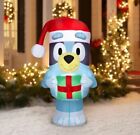 5' Gemmy Bluey Airblown Yard Inflatable Light Up With Christmas Present