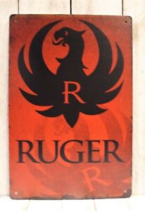 Ruger Tin Metal Poster Sign Man Cave Vintage Ad Rustic Look Gun Shop Range