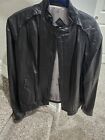 Remy Full Zip Leather Jacket Mens Size 44 Black Long Sleeve Pockets Lined Collar