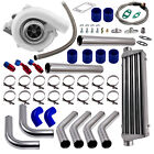 T3/T4 T04E Universal Turbo Kit 0.63 A/R W/Oil Line+ Intercooler + Piping Pipes (For: CRX)