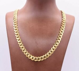 9mm Miami Cuban Royal Link Chain Necklace Box Clasp Real 14K Yellow Gold