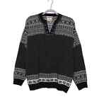 DALE OF NORWAY Setesdal Nordic Cotton Henley Sweater Black Off White Men's M