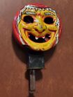 Vintage Halloween Tin Noisemaker Toy Jack-O'-Lantern Witch Scary Face