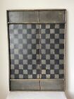 Antique Primitive Checkerboard Game Board Folk Art Green & Black