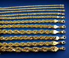 10K Yellow Gold 2mm-9mm Rope Chain Bracelet Diamond Cut All Sizes Real