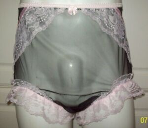 SEAMLESS Black Pink SHEER NYLON SISSY PANTY BRIEF Waistband Stretches 32-44