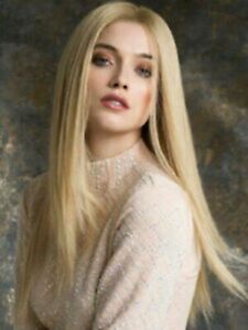 130% Density Lace Front Human Hair Layered Light Blond Straight Wigs 26 In