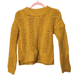 Madewell Windemere Pointelle Chunky Pullover Sweater Mustard Size XS