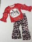 Snowman w Leopard Print Pants Outfit - 2pc Toddler girl 4T NEW Christmas Holiday