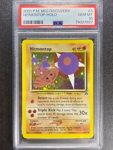 PSA 10 Hitmontop Holo Rare 3/75 - Neo Discovery Pokemon Card Low Pop 15 GEM MINT