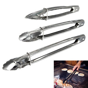 3 X Stainless Steel Kitchen Tongs Salad BBQ Cooking Heavy Duty Serving Food Tong